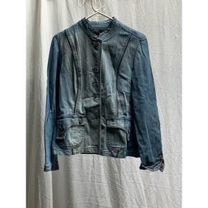 Jeanstar Denim Jeans Jacket - black piping - Sz. Medium